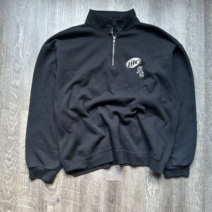 Chicago White Sox Miller Lite 1/4 Zip Black JERZEES Pullover Sweatshirt SIZE XL